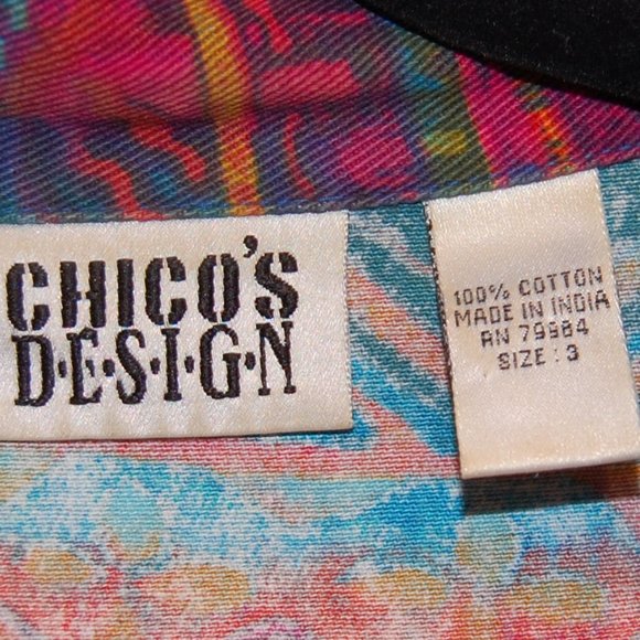 Chico's Design 100% Cotton Multi Color 6 Button Jacket Size 3 (XL) - Picture 12 of 13